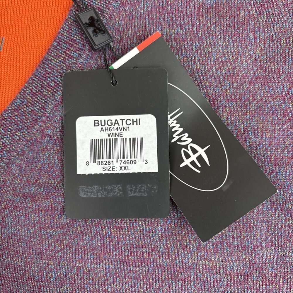 Bugatchi Uomo V Neck Sweater Merino Wool Wine Mens Size XXL 2XL Wine NEW NWT - Picture 5 of 7